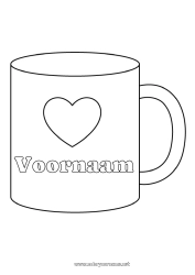Kleurplaat voor kinderen Hart Ik hou van jou Mok Oppas Drankje Eenvoudige kleurplaten