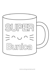 Pagină de colorat pentru copii Cana Sora Bunica Băutură Cel mai bun / Cea mai bună