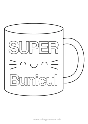 Pagină de colorat pentru copii Cana Sora Bunica Băutură Cel mai bun / Cea mai bună