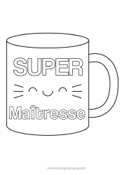 Coloriage enfant Tasse Soeur Nounou Boisson Meilleur(e)
