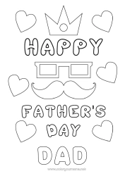 Free colouring Dad Happy birthday Moustache