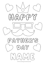 Colouring to customise Dad Happy Birthday Moustache