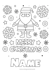 Colouring to customise Father Christmas Christmas Snowflakes "Merry Christmas" Message