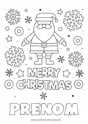 Coloriage gratuit Père Noël Noël Flocons de neige 