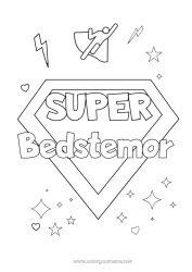 Farvelægningssiden for børn Helt Søster Bror Ven, Veninde Barnepige Super badge Træner, coach Konkurrencer og priser