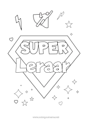 Kleurplaat voor kinderen Held Zus Broer Vriend, Vriendin Oppas Superbadge Coach, trainer Wedstrijden en beloningen