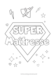 Coloriage enfant Héros Soeur Frère Ami, Amie Nounou Badge super Coach, entraineur Compétitions et récompenses