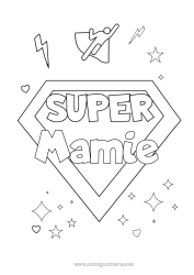 Coloriage enfant Héros Soeur Frère Ami, Amie Nounou Badge super Coach, entraineur Compétitions et récompenses