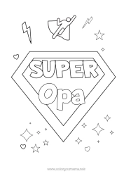 Kleurplaat voor kinderen Held Zus Broer Vriend, Vriendin Oppas Superbadge Coach, trainer Wedstrijden en beloningen