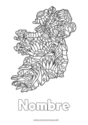 Colorear gratis Irlanda Zentangle Mapa del pais