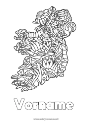 Kostenlose Malvorlage Irland Zentangle Landkarten