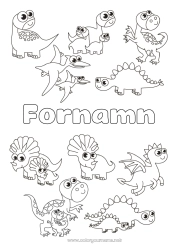 Färgläggningssida att anpassa Dinosaurier Djur Tyrannosaurus Triceratops