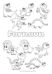 Farvelægningssiden tilpasning Dinosaurer Dyr Tyrannosaurus Triceratops