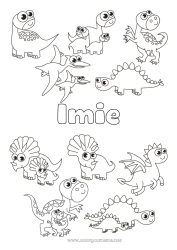 Kolorowanka do personalizacji Dinozaury Zwierzę Tyranozaur Triceratops