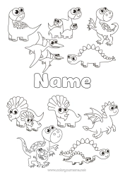 Colouring to customise Dinosaurs Animal Tyrannosaurus Triceratops