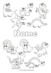 Free coloring Dinosaurs Animal Tyrannosaurus Triceratops
