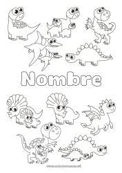 Colorear gratis Dinosaurios Animales Tiranosaurio Triceratops