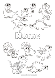 Desenho para personalizar Dinossauros Animal Tiranossauro Tricerátopo