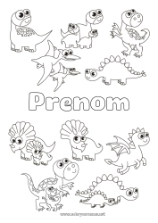 Coloriage à personnaliser Dinosaures Animal Tyrannosaure Tricératops