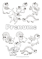 Pagină de colorat personalizată Dinozauri Animal Tyrannosaur. Triceratops