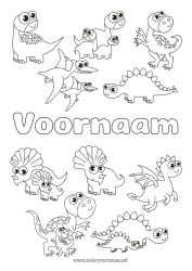 Gratis kleurplaat Dinosaurussen Dier Tyrannosaurus Triceratops