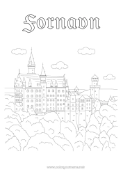 Fargeleggingssiden å tilpasse Slott Monument Tyskland Neuschwanstein slott