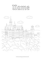 Colouring to customise Castle Monument Germany Neuschwanstein Castle