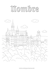 Colorear gratis Castillo Monument Alemania Castillo de Neuschwanstein