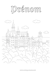Coloriage gratuit Château Monument Allemagne Château de Neuschwanstein