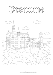 Pagină de colorat personalizată Castel Monument Germania Castelul Neuschwanstein