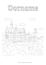 Kostenlose Malvorlage Burg Denkmal Deutschland Schloss Neuschwanstein