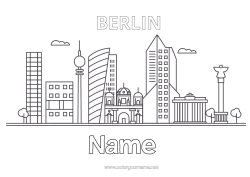 Colouring to customise Cityscape Monument Germany