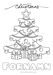 Färgläggningssida att anpassa Gåvor Julgran Jul God Jul!