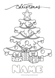 Free colouring Gifts Christmas tree Christmas