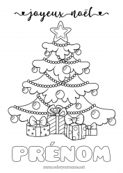 Coloriage gratuit Cadeaux Sapin de Noël Noël 