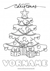 Malvorlage anpassen Geschenke Weihnachtsbaum Weihnachten 