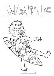 Coloring to customize Surf Nautical sports Zombie