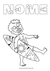 Disegno gratuito Surf Sport acquatici Zombie