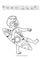 Gratis tekening Surfen Watersporten Zombie