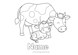 Colouring to customise Animal Cow Farm Animals Baby