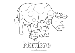 Colorear para personalizar Animales Vaca Animales de granja Bebé