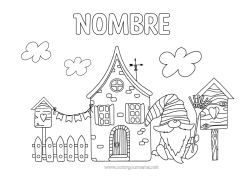 Colorear gratis Primavera Gnomo Casa Aves y mamíferos voladores Casita para pájaros