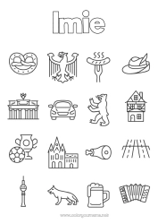 Kolorowanka za darmo Napój Symbole Niemcy Brezel Piwo