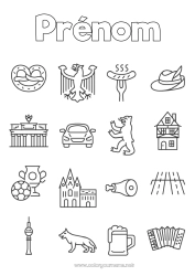 Coloriage gratuit Boisson Symboles Allemagne Bretzel Bière