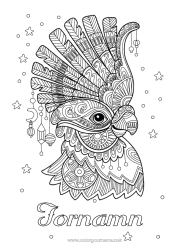 Färgläggningssida att anpassa Djur Karneval Papegoja Komplexa målarbilder Zentangle Fåglar och flygande däggdjur