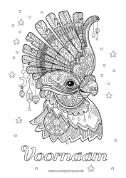 Gratis kleurplaat Dier Carnaval Papegaai Complex Kleurplaten Zentangle Vogels en vliegende zoogdieren