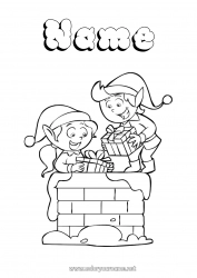 Free drawing Gifts Christmas elves Christmas Chimney Elves coloring pages