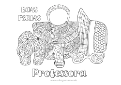 Desenho grátis Férias Verão Chapéu Babá Chinelo Óculos Óculos de sol