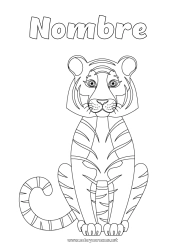 Colorear para personalizar Tiger Animales Animales salvajes de África