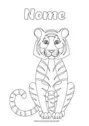 Desenho para personalizar Tigre Animal Animais selvagens da África